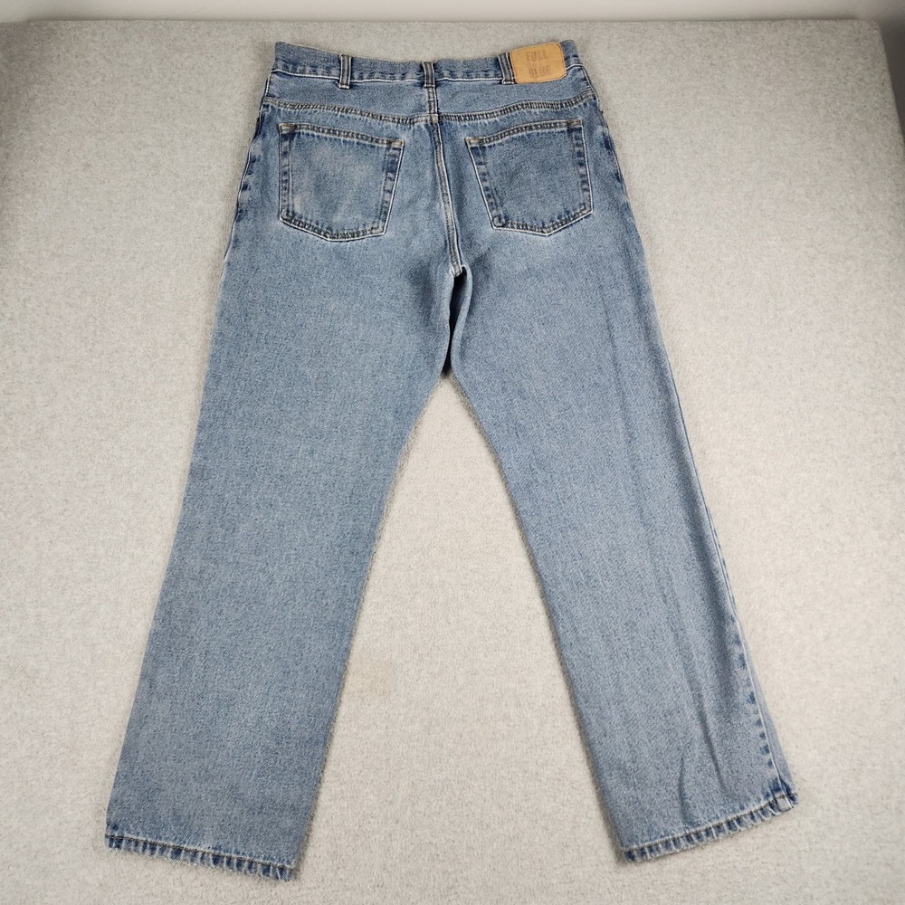 Full Blue Jeans Mens 34x30 Blue Denim Cotton Medium Wash Straight Leg Streetwear